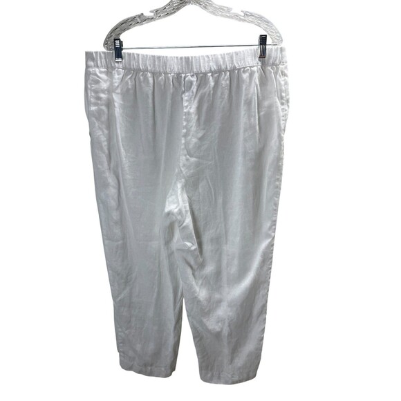 Chico's Pants Women's 3 Size XL 16 White 100% Linen Stretch Waist Ankle Pull On - Picture 2 of 6